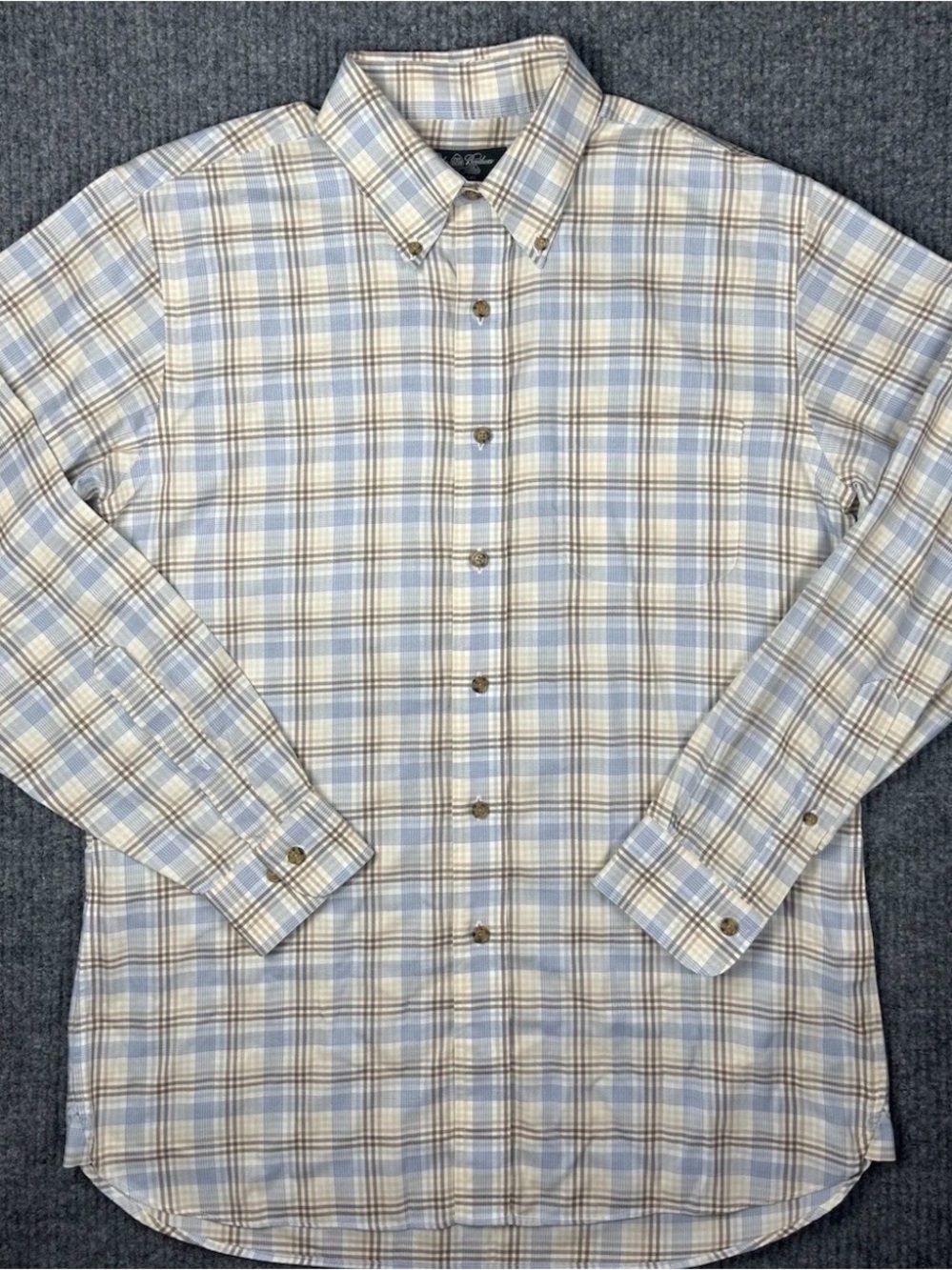 Brooks Brothers Country Club Mens Medium Brown Cashmere Blend Button Down Shirt